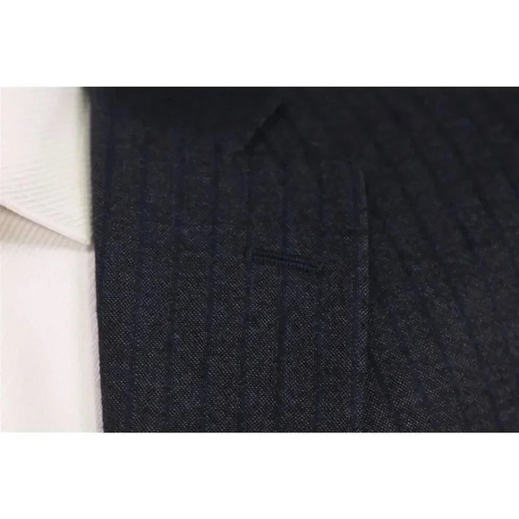 Domenico Vacca Dark Blue Tonestripe Fleece Wool 2-Btn Handmade Suit 44R 44L - Picture 5 of 12